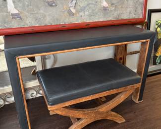 Leather topped console and stool