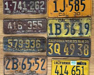 Lot of ‘27 - ‘56 California license plates.