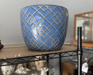Beautiful Blue Gold/Yellow Planter
