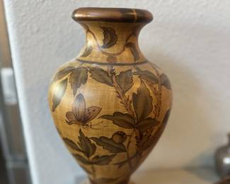 Toyo Wood-Style Urn with Birds and Butterflies