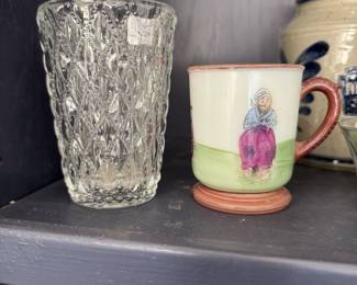 Vase and Milk Glass Mug Vintage