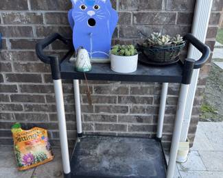 Patio Plastic Wheeled Card, Succulents and Cat Bird House