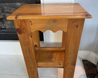 Stenciled Pine Small Side Table