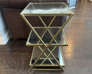 Tiered Glass Metal Side Table