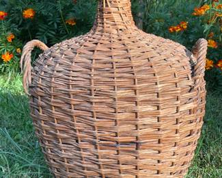 Antique French Demijohn Wicker Jug