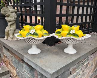 Majolica lemon compote bowls, $250 each