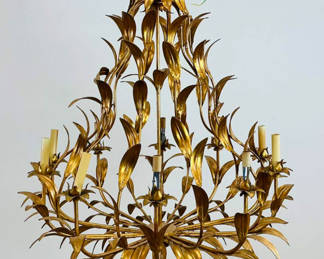 Hand made Italian Florentine gold tole chandelier, $2500