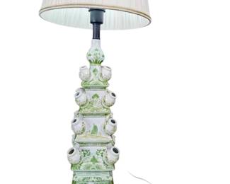 Green and white chinoiserie tulipiere lamp (no shade), $195