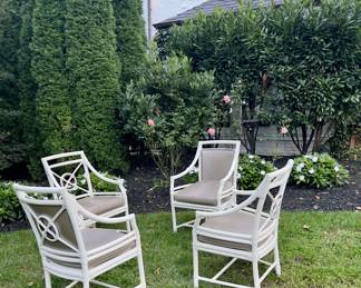 Authentic Mcguire Rattan and Leather Chairs, Set of 4 for reupholstery, solid construction $995