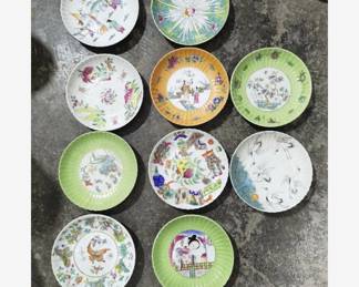Assorted hand painted chinoiserie famille rose 6" plates, $50 each or 8 for $300