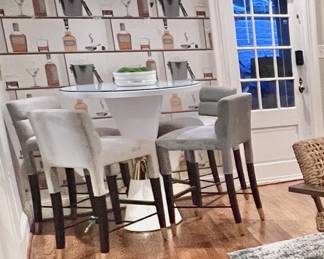 TOV Gray velvet bar stools
