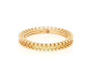 1111
An 18K Gold and Yellow Sapphire Ring
Of an eternity design featuring round yellow sapphires weighing approximately 0.85 carat
Size: 7 1/2 in.
3.2 grams gross
Estimate: $500 - $700