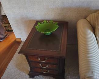 Side Table, Vintage Green glass