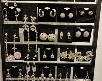 Carolee - Estate earring designs in Silvertone finish with Austrian crystals. Clip and pierced styles
