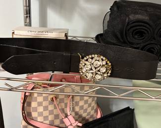 Vintage crystal bling leather belt