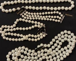 RALPH LAUREN - Glass pearls with Sterling Silver and CZ details 