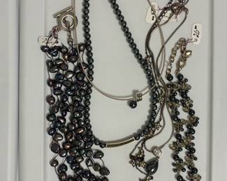 Carolee - Black Pearls - Glass Pearls and silver tone finish designs