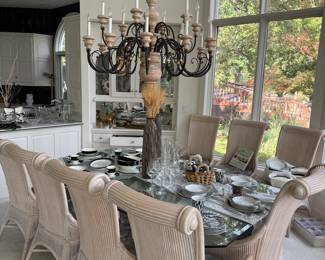 Purchased from Dallas Mart
8 chairs, glass top table