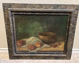 Antique oil on canvas still life, signed Pedicini