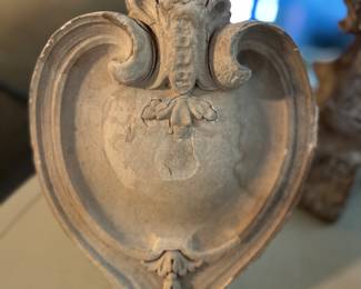 1800’s Italian, decorative plaster piece, lucite display