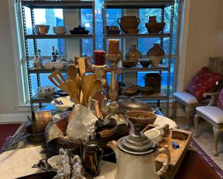 Antique English pitcher, antique Swedish cheese-making board/bowl 