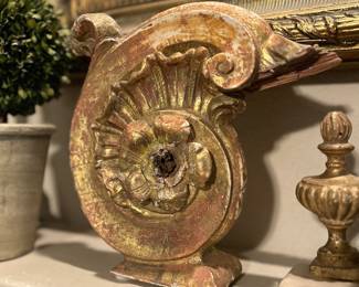 Pair French decorative pieces, golden spiral, 1700’s