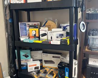 unopened electronics, computer parts, cell phones, power banks, wifi extender, 