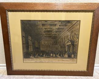 17th century etching, Venetian government scene, Swedish frame dating from the 1800’s