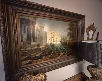 Reproduction painting, signed Italian frame