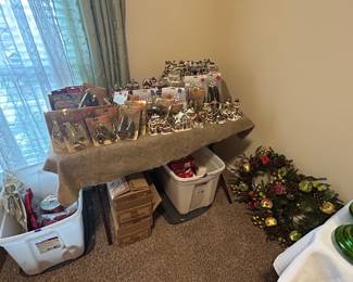 Christmas village, wreaths