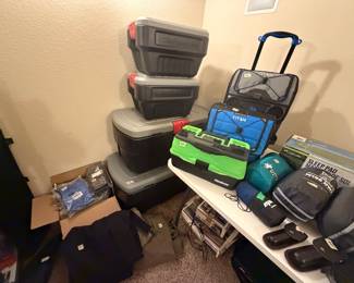 Rubbermaid ActionPacker Storage Bins (Like new), Wheeled Coolers, Fishing Tackle