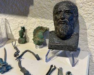 Bronze Roman tools and decorative pieces from the time of Christ and the apostles; Roman soldier figures