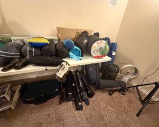 Camping chairs, tent, sleeping bags, inflatable mattresses (all like new) 
