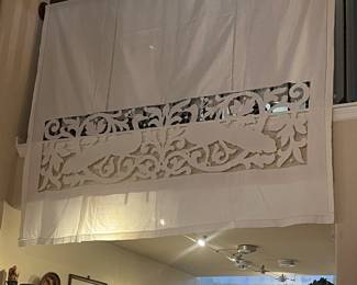 Fabulous crocheted peacock curtain - so many beautiful antique and vintage linens - European 