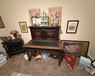 Electric heater, antique writing desk