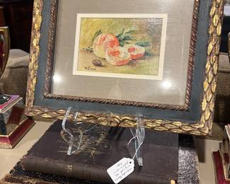 Wanda Ferri still life - peaches. Antique French frame. 
