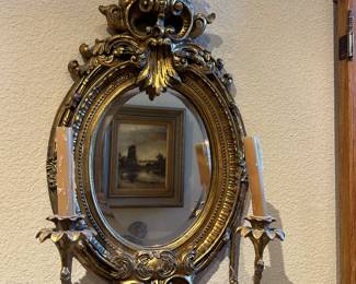 Mirrored candle wall scones, pair 