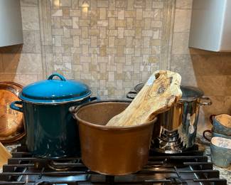 Charcuterie board, copper pot, full kitchen