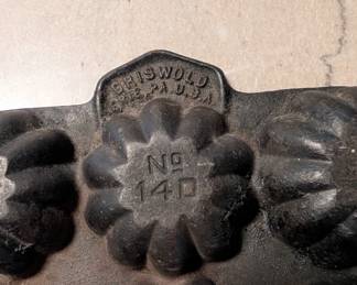 Back of Griswold Cast Iron Muffin Pan