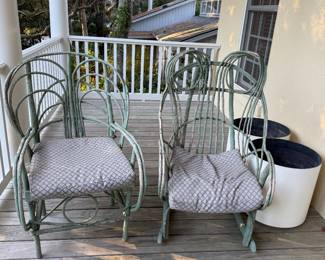Bentwood Hickory Twig Rocking Chair in Green Paint