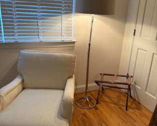 Creme Deep Chair Lounge, Floor Lamp and Luggage Racks