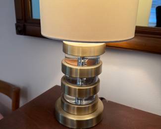MCM Brass and Glass Pair of Table Lamps 