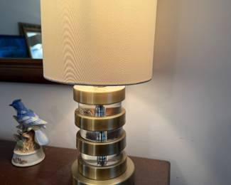 Crestview Collection Casey Gold Brass and Glass Pair of Table Lamps 