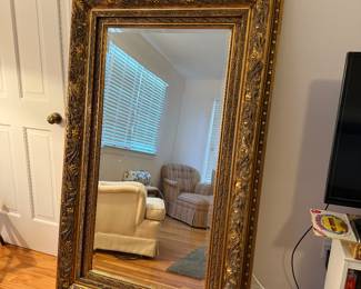 Vintage Hollywood Regency Large Gold Gilt Dressing mirror. Wood frame.