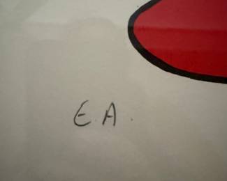 Alexander Calder lithograph, Eternity, pencil signed "Calder" lower right and "EA" lower left.Appx 16 1/2" x 13" viewed, frame appx 26 1/2" x 23". Very good condition.