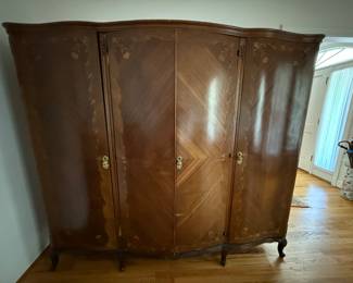 Antique Louis XV Walnut Wardrobe 4 doors needs restoration and will need lots of help to load.