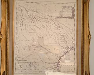 Map of Province of Georgia; Antique Map, ca.1779 -in beautiful gold antique frame