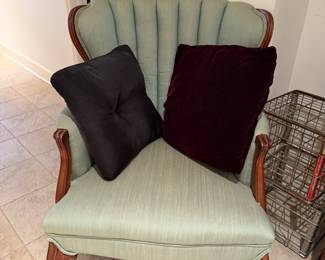 Vintage Wood Framed Channel Back Chair 