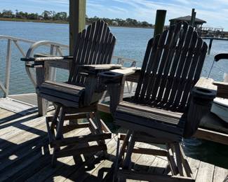 4 Adirondack Bar height chairs with cup holders and fishing pole holders