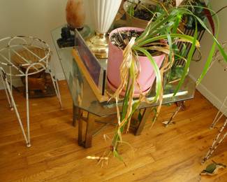 Glass and Brass Side Table